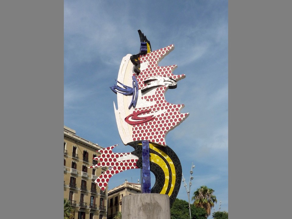 Œuvre d'art sur une place : la Cara de Barcelona (visage de Barcelone)