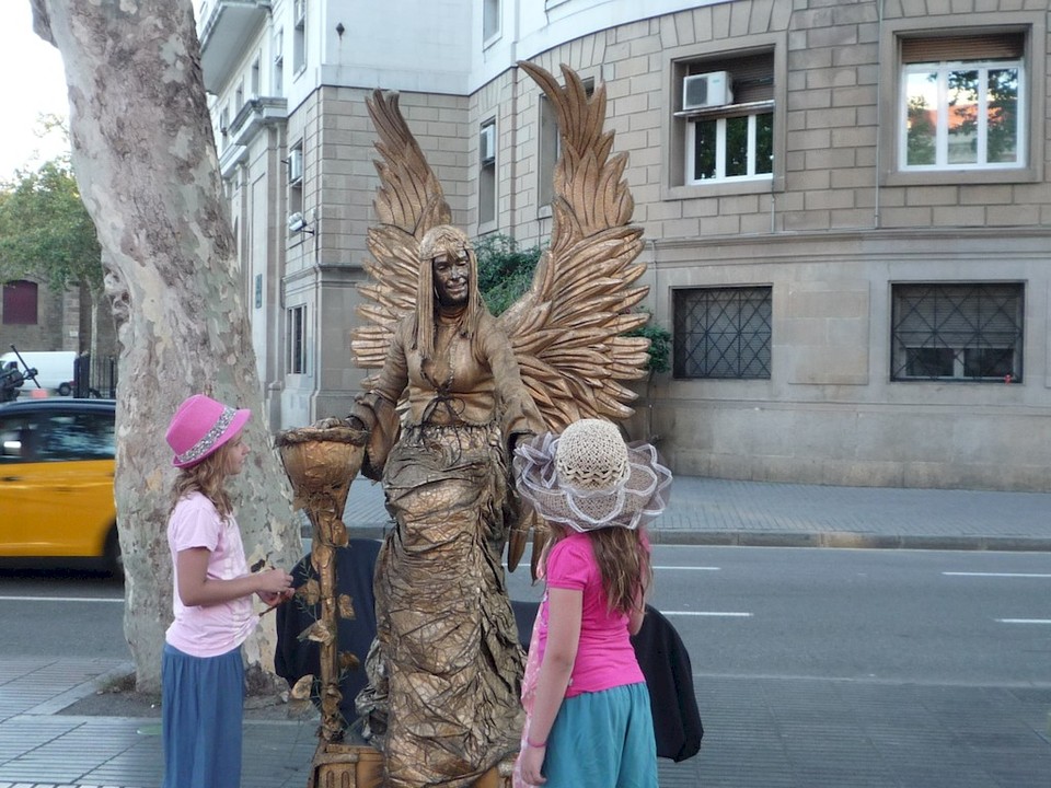 Statue humaine sur la Rambla