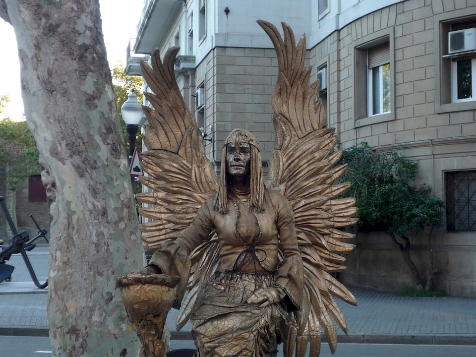 Statue humaine sur la Rambla