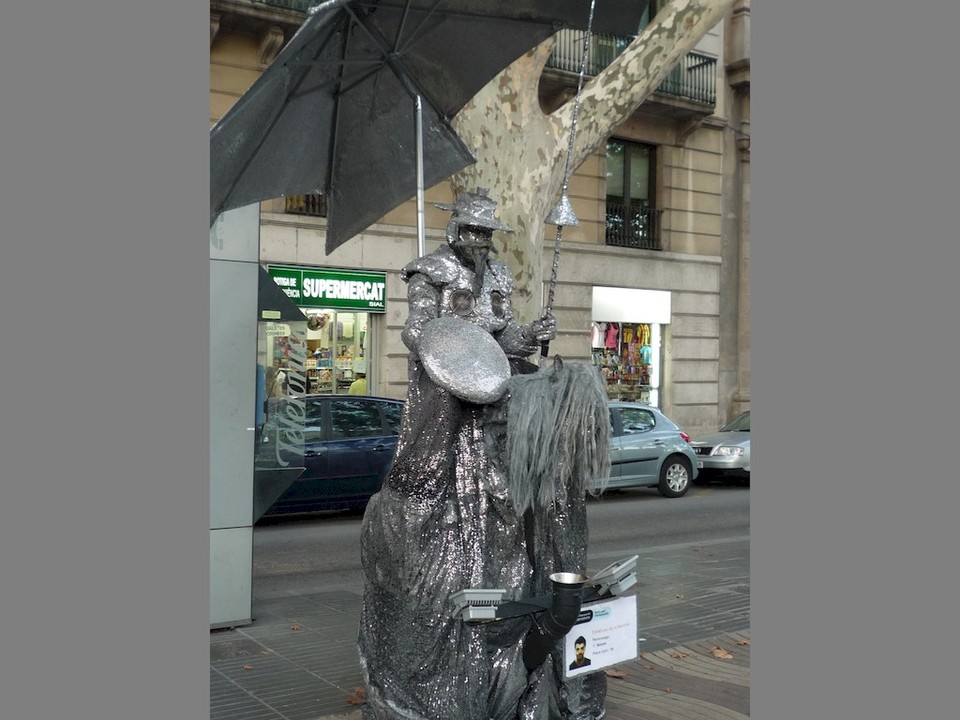 Statue humaine sur la Rambla